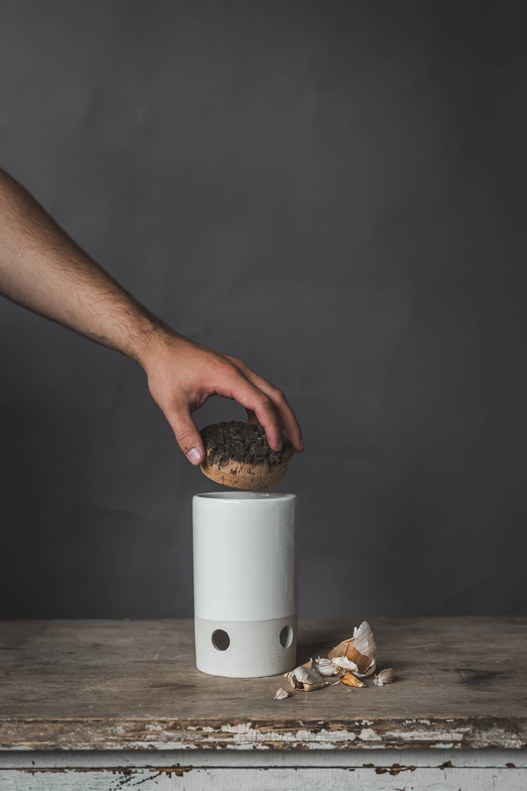 Garlic keeper/Garlic pot: White\ White