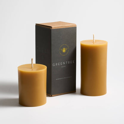 Traditional Pillar Beeswax Candle: Natural / 3x6