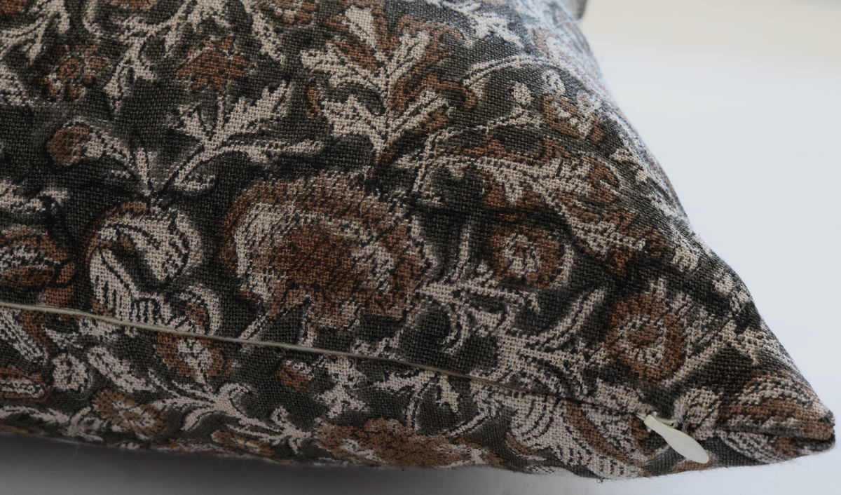 Marlow  Block Print Floral Pillow  20" X 20"