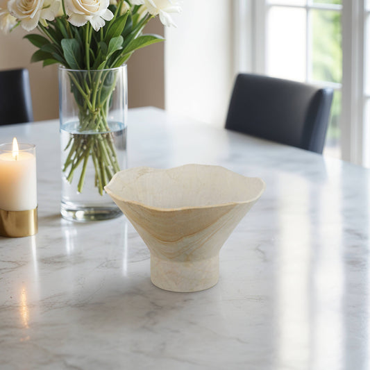 Sandstone Sculpted Pedestal Bowl