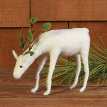 Load image into Gallery viewer, Felt Reindeer, Grazing - White
