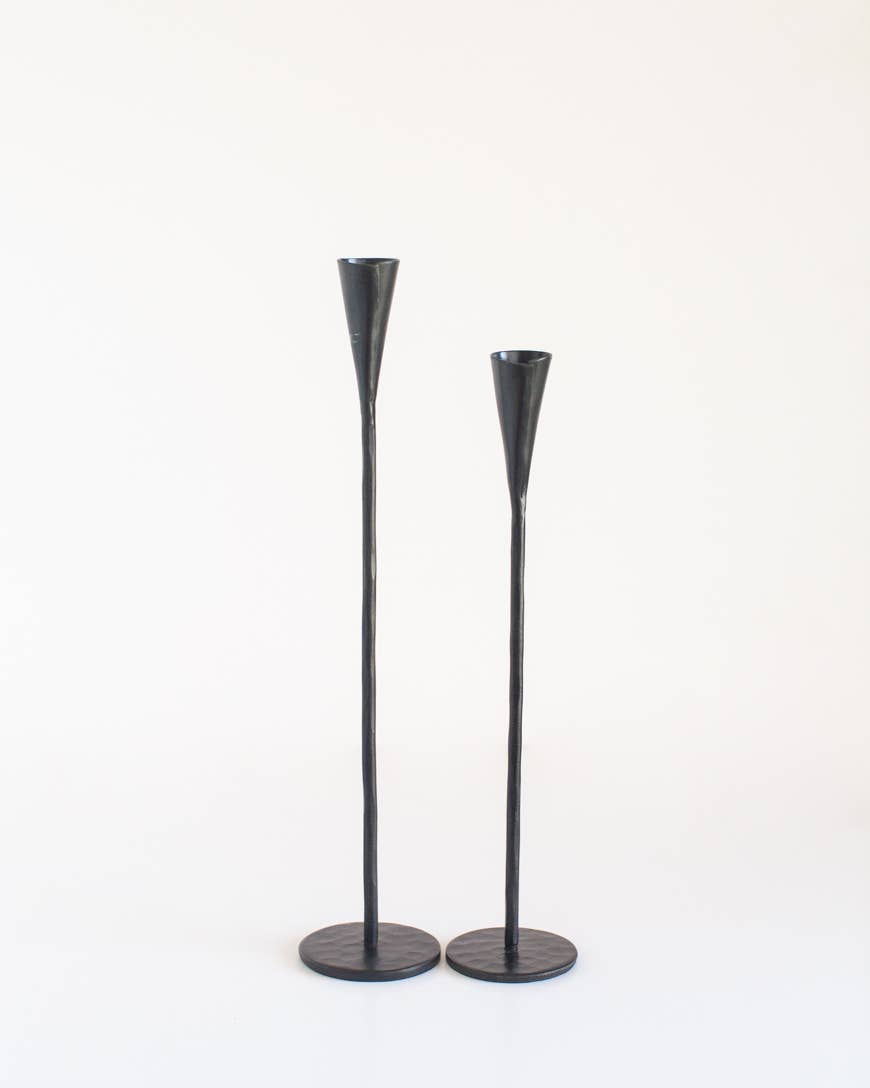 Phoenix Hand-Forged Iron Candle Stands - Set of 2