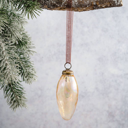 2" Champagne Luster Conical Glass Ornament
