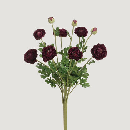 Ranunculus Flower Bush in Aubergine - 19"