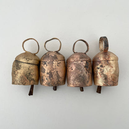 2 1/4" rustic rounded top tin brass finish medium bell