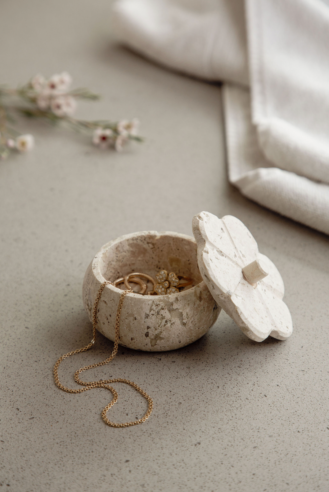 Small Travertine Trinket Box