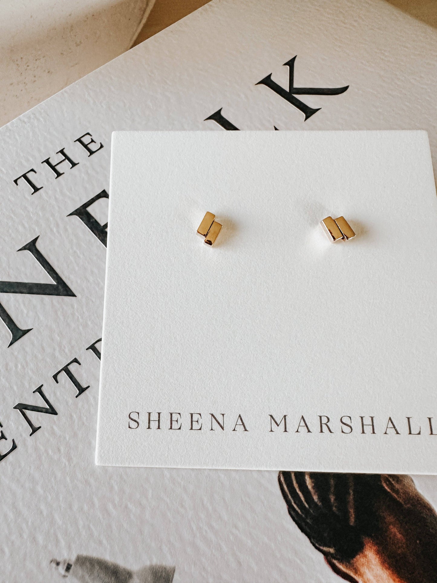 Off-Balance Bar Studs | 14k Vermeil