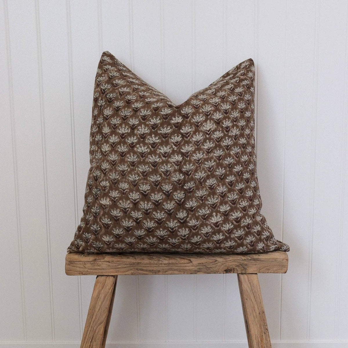 Alder Block Print Floral Pillow : 20" X 20"