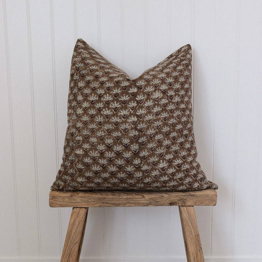 Alder Block Print Floral Pillow : 20" X 20" by Danielle Oakey
