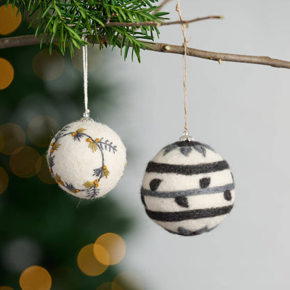 Striped Felt Ball Ornament