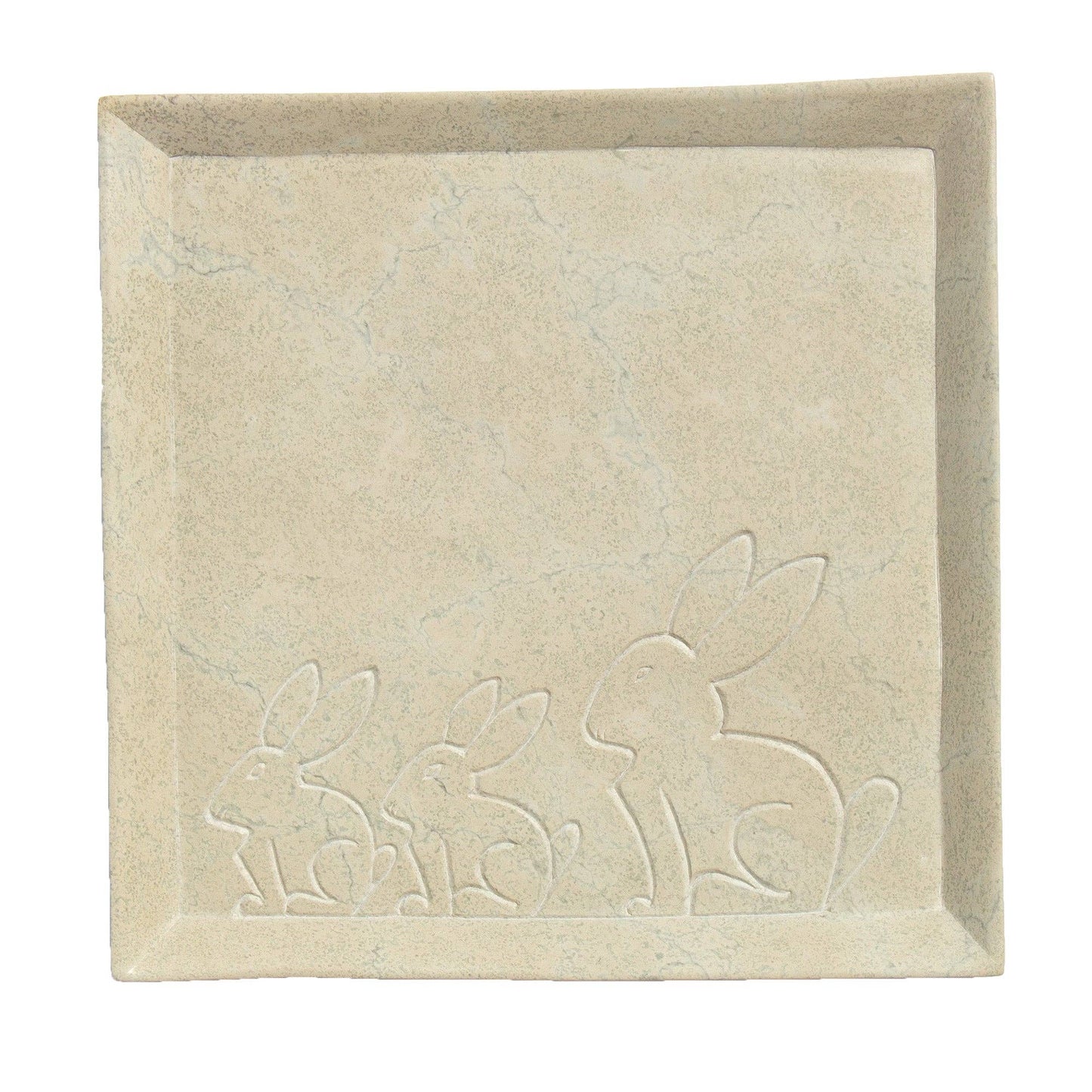 Soapstone Bunny Design Square Plate