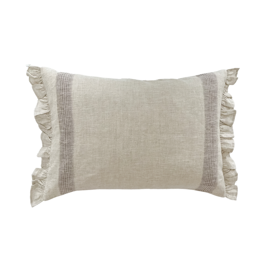 Elana Soft Brown Stripe Ruffle Pillow