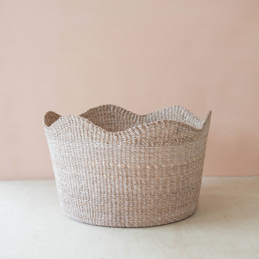 Jumbo Scallop Basket – Natural Handwoven Abaca Basket