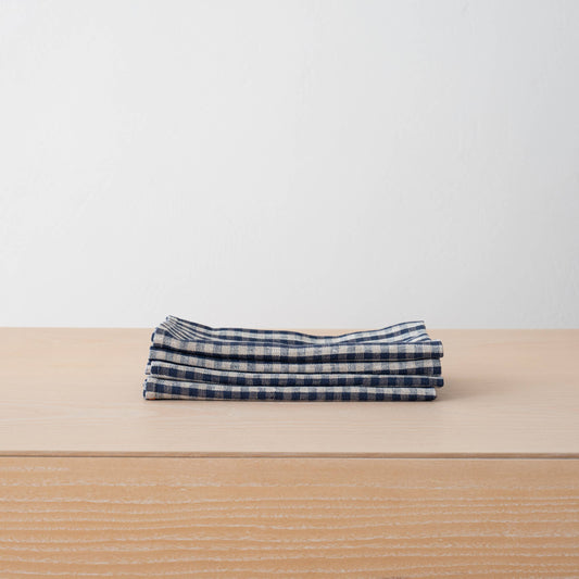 Linen Napkin Indigo Natural Gingham: INDIGO NATURAL / 20x20
