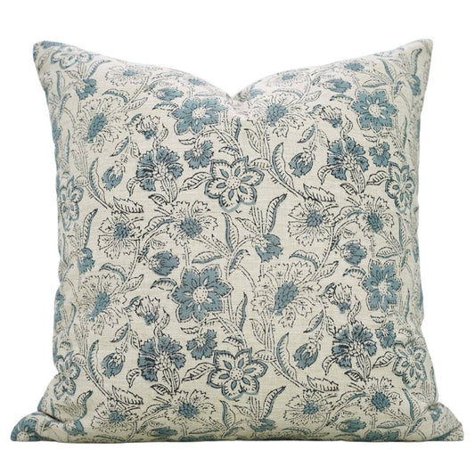 Elegant Hand Block Linen Pillow