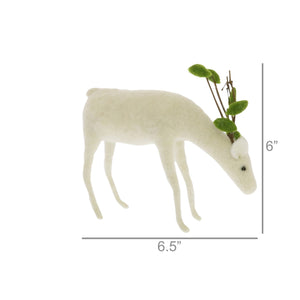 Felt Reindeer, Grazing - White