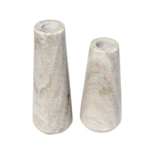 Load image into Gallery viewer, Set of 2 Beige Marble Taper Candle Holders
