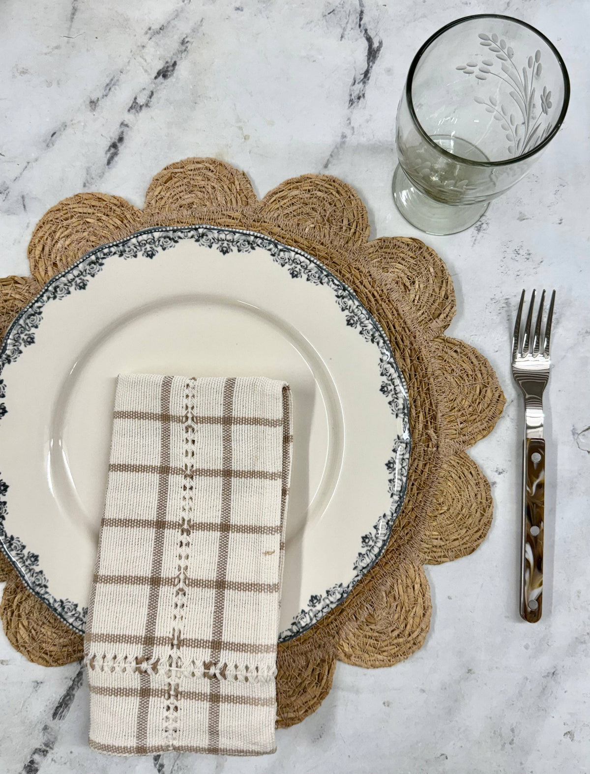 Hand-stitched Napkin, Creme S/2