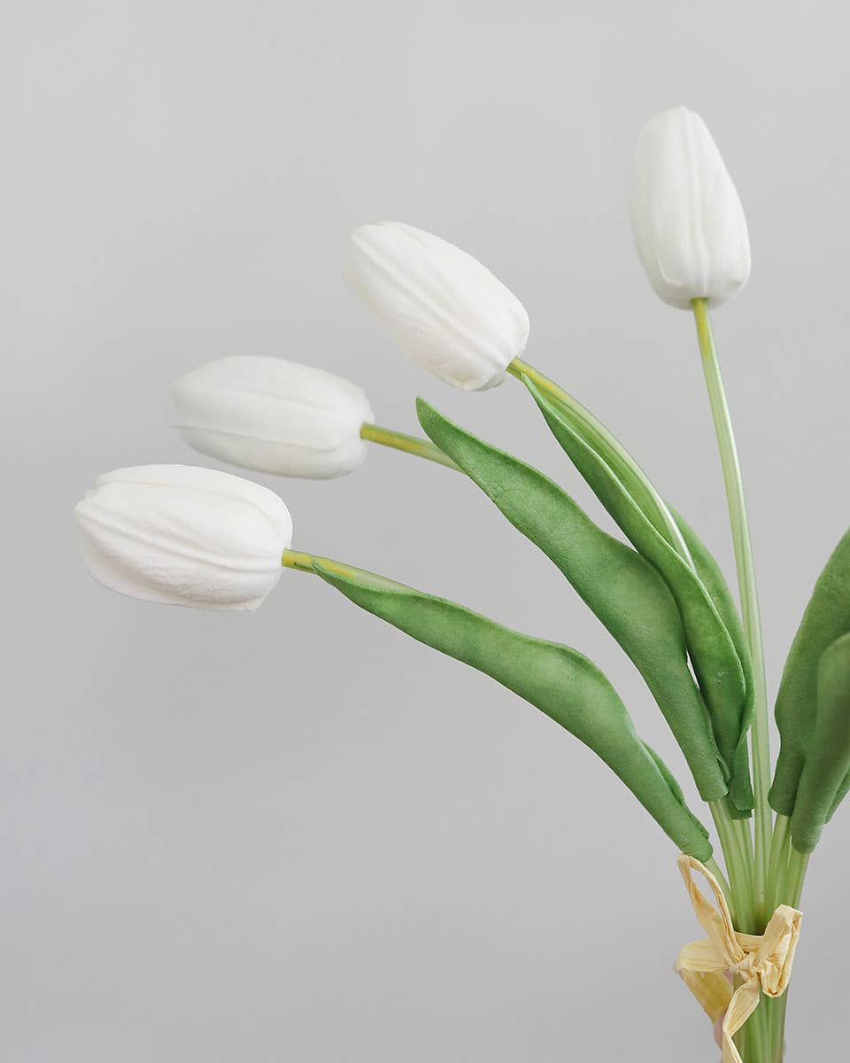 Real Touch White Tulip Bundle 15"