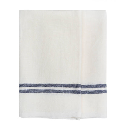 Vintage Linen Kitchen Towel Ivory/Navy
