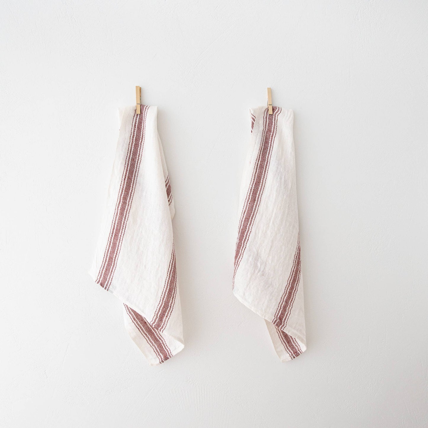 Linen Tea Towels Off White Bordo Antico Tre: Off White/Bordo