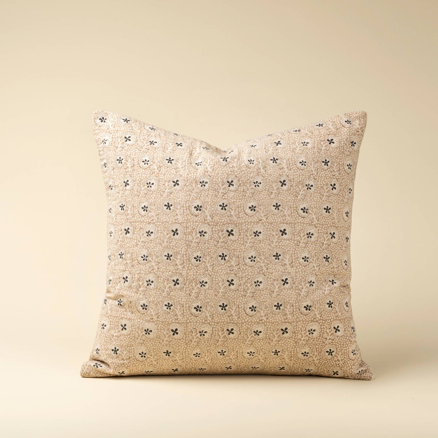 Clover Block Print Kantha Pillow