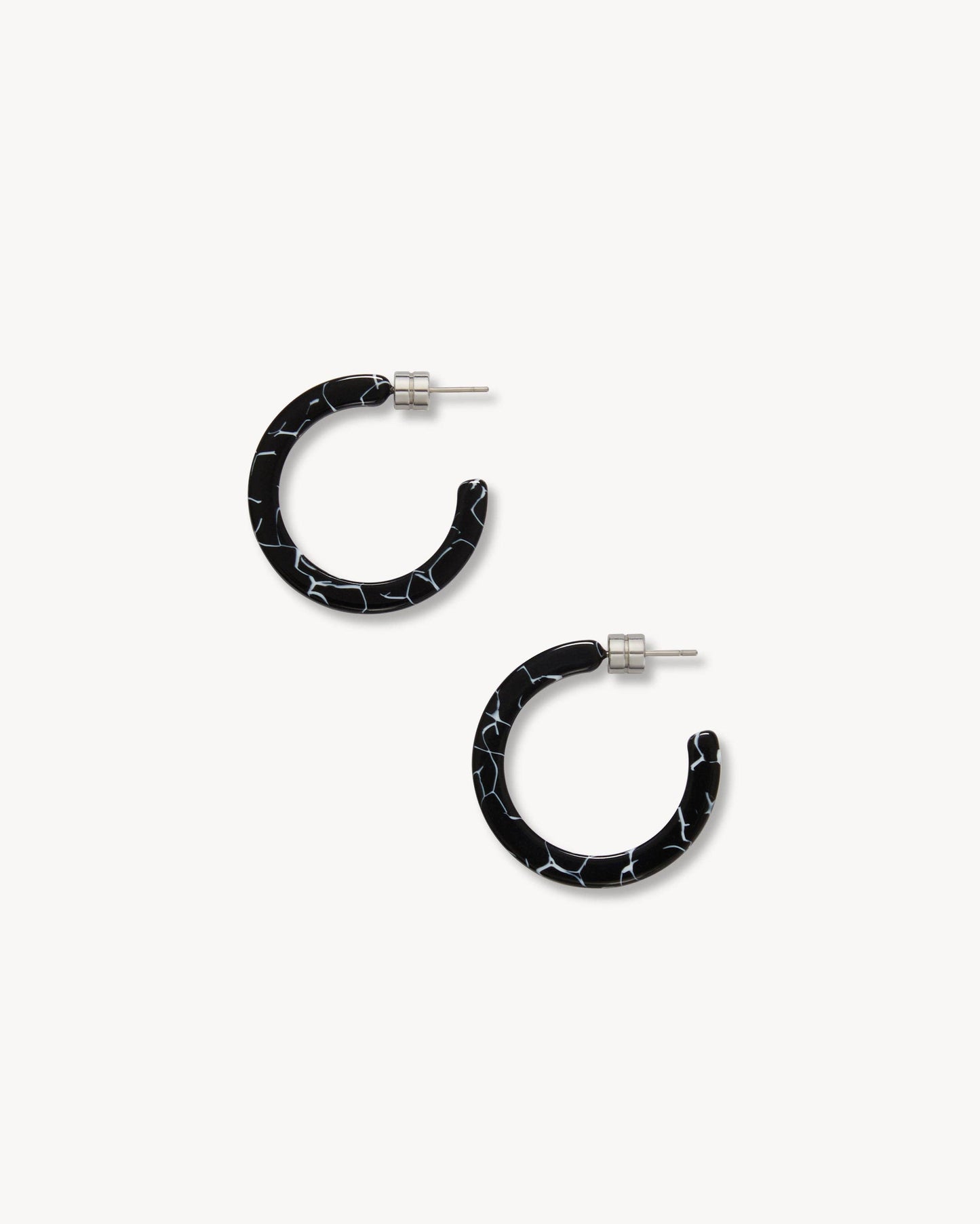 Mini Hoops in Black Marble