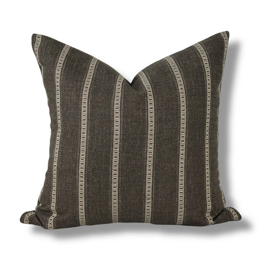 Charlie | Brown Stripe Woven Pillow by Oliver and Rust