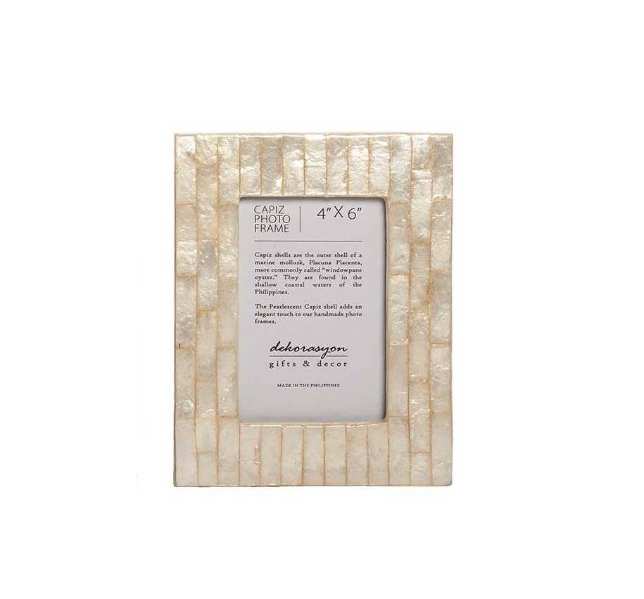 4x6 Capiz Picture Frame with Vertical Stripes: Natural