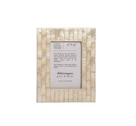 4x6 Capiz Picture Frame with Vertical Stripes: Natural