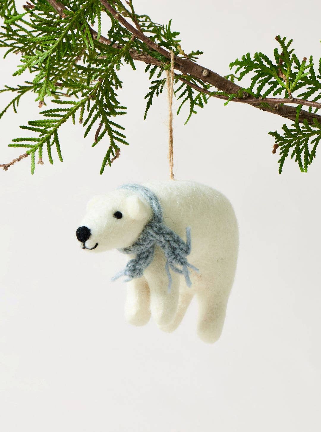 Felted Polar Bear Ornament: Polly