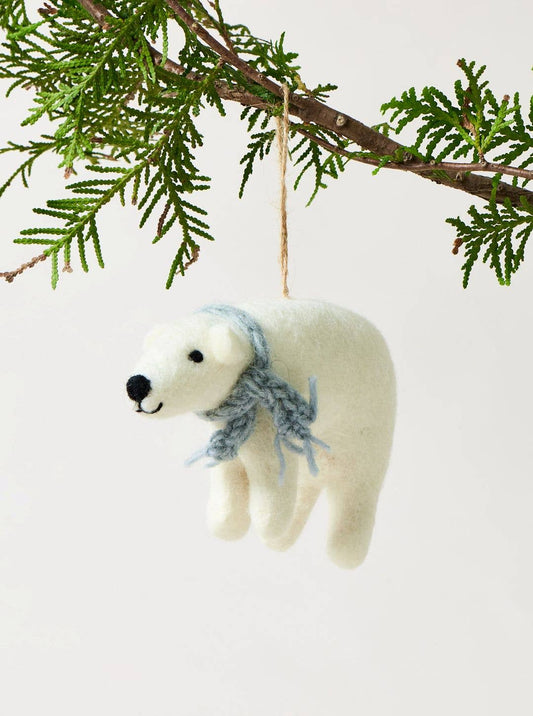 Felted Polar Bear Ornament: Polly
