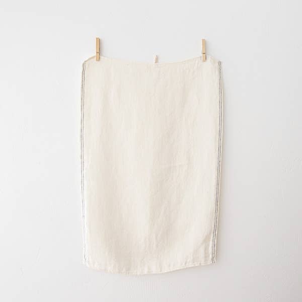 Linen Tea Towels Off White Navy Antico Nove: Off White/Navy