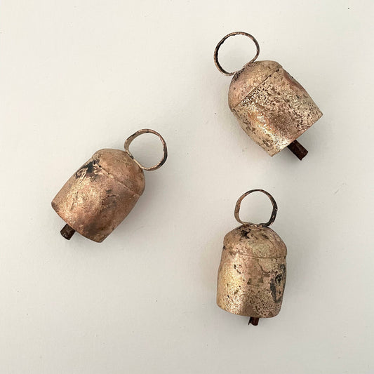 2 1/4" rustic rounded top tin brass finish medium bell