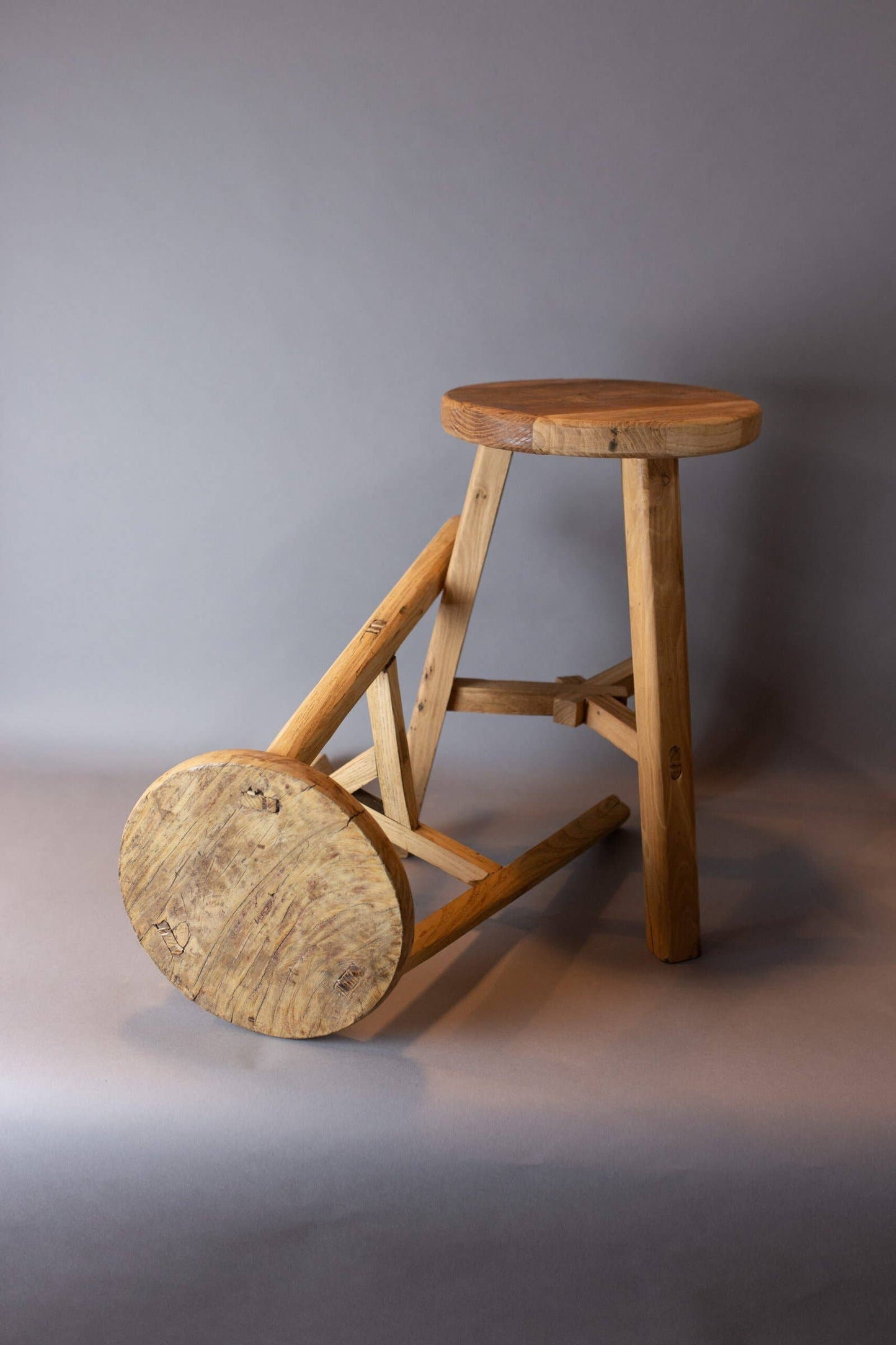 Elmwood Round Stool
