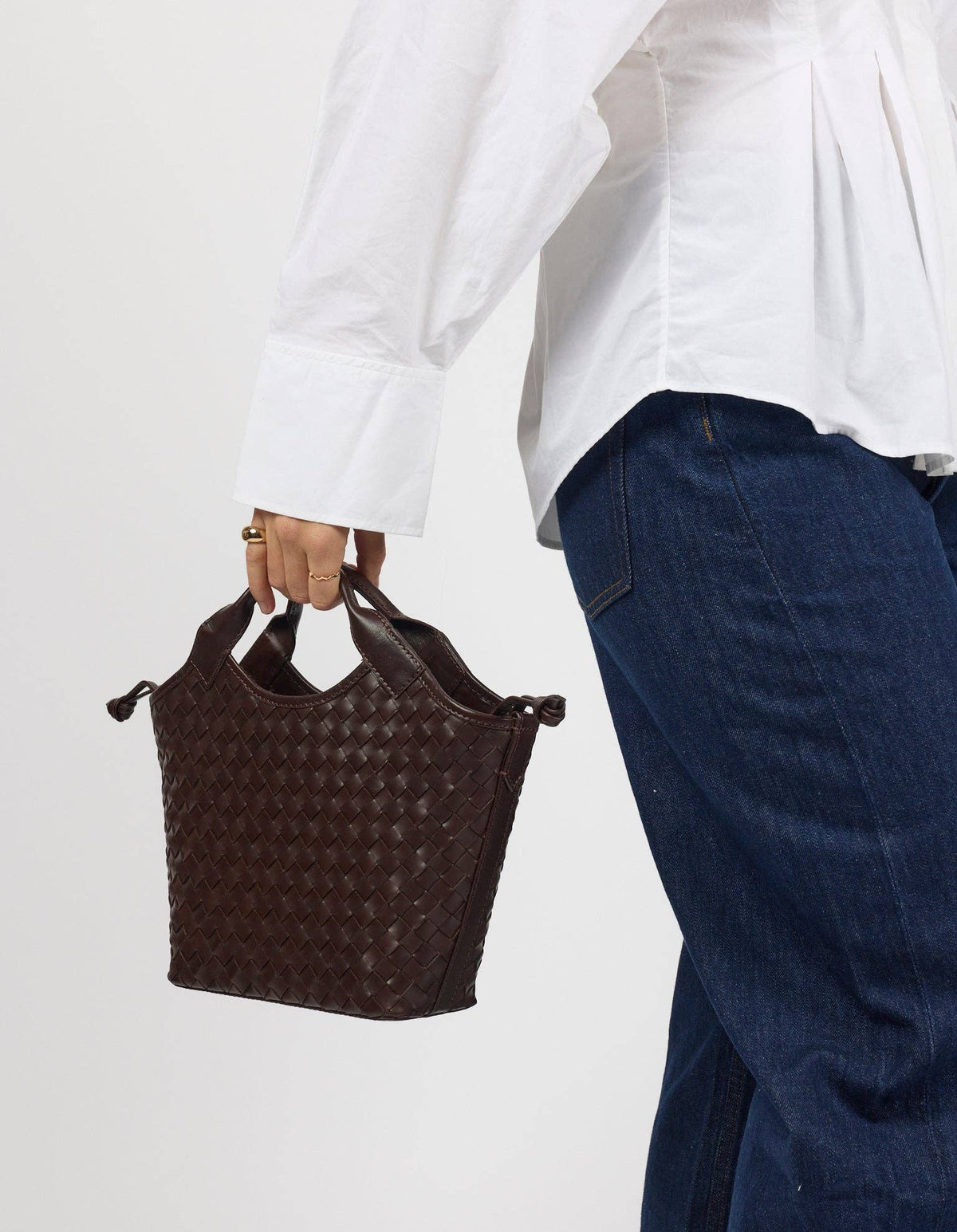 Mara Midi - Chocolate Woven Classic Leather