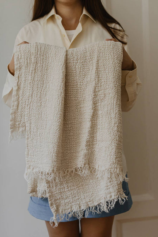 Nantucket Linen Throw - Cream
