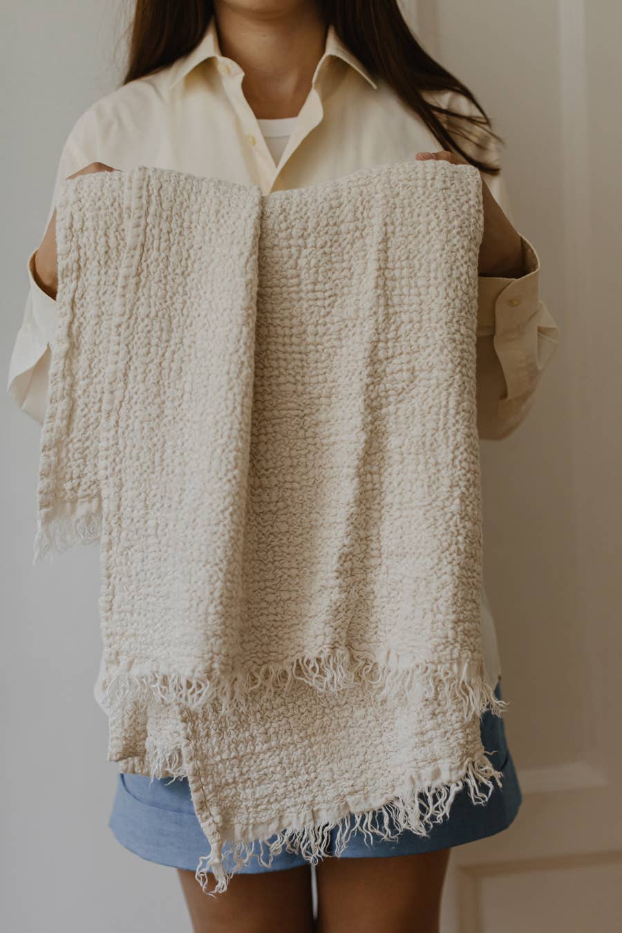 Nantucket Linen Throw - Cream