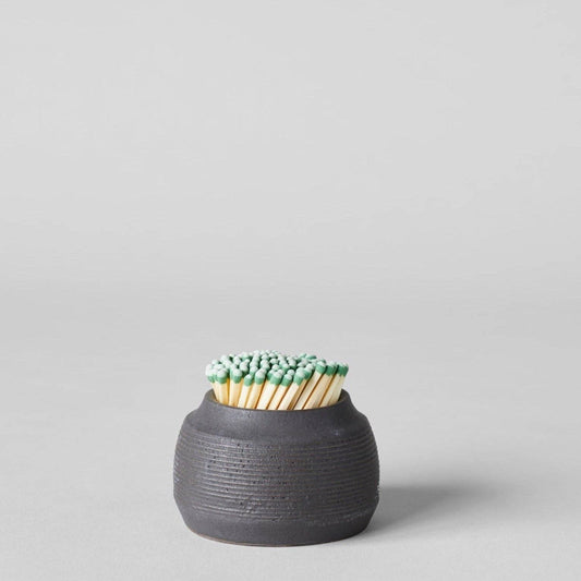 Stoneware Match Strike Pot: Black
