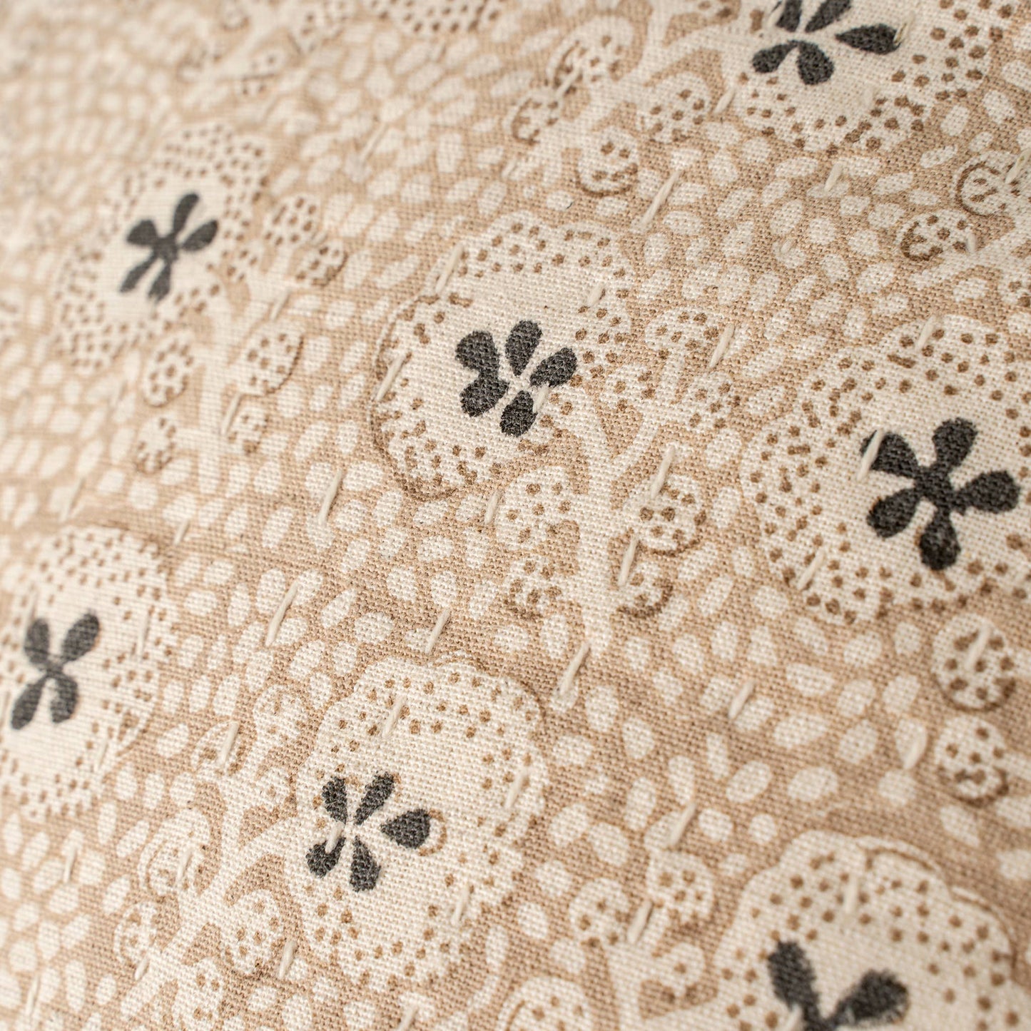 Clover Block Print Kantha Pillow