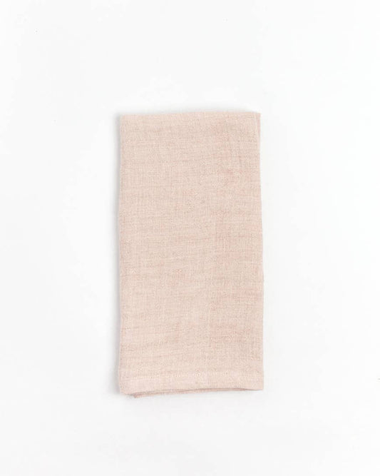 Stone Washed Linen Hemmed Dinner Napkin: Blush
