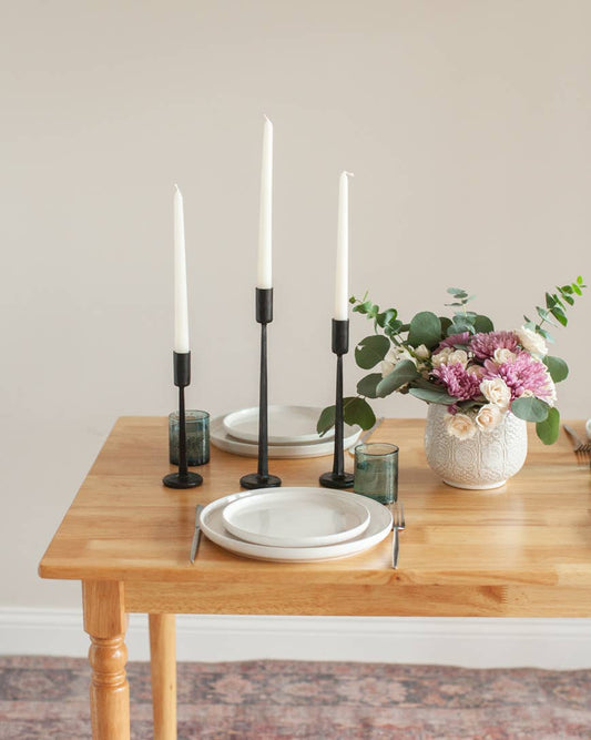 Dante Hand-Forged Iron Candle Stands | Set of 3: Black