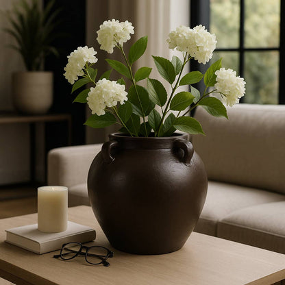 4-Handle Textured Decorative Vase