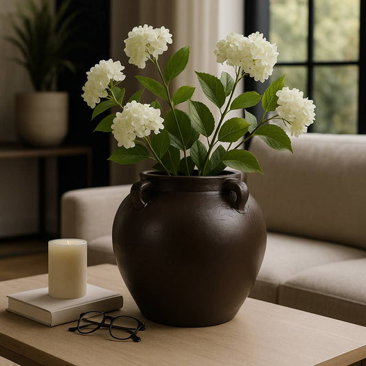 4-Handle Textured Decorative Vase