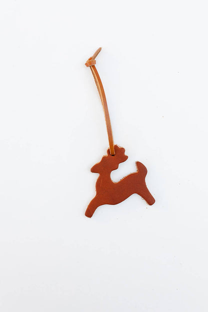 The Leather Christmas Ornament: Tobacco / Dove