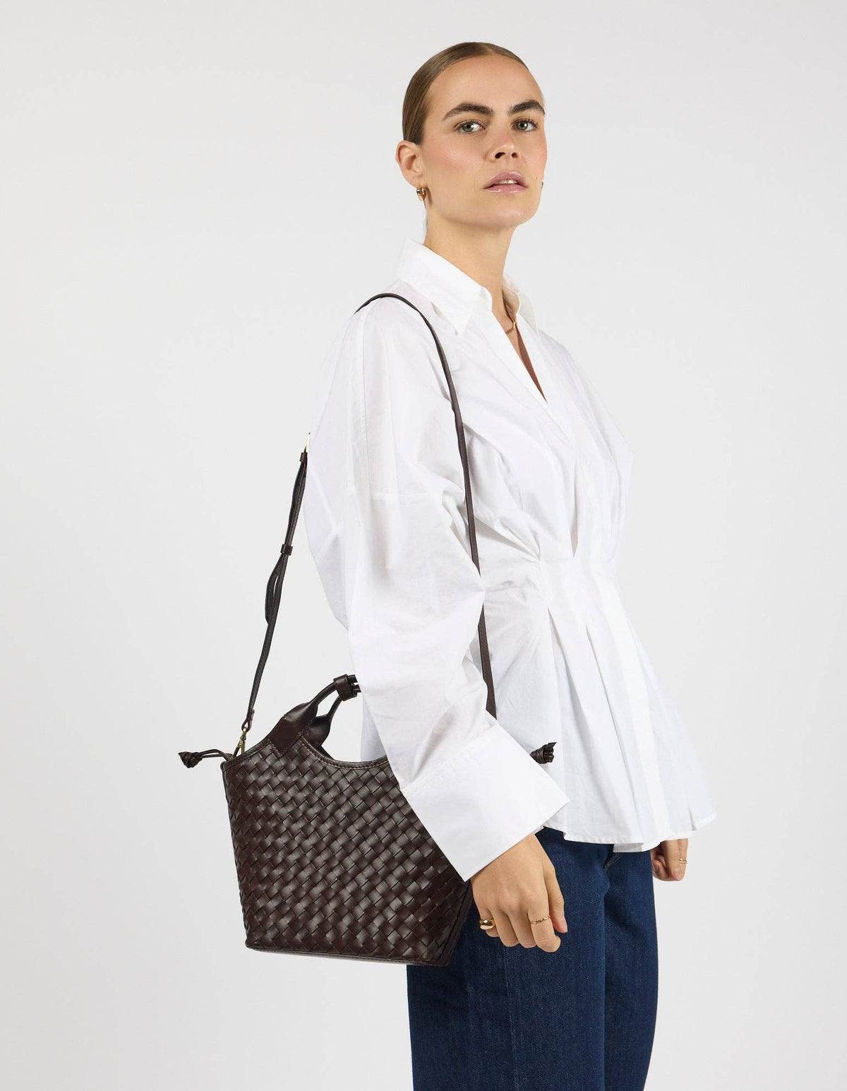 Mara Midi - Chocolate Woven Classic Leather