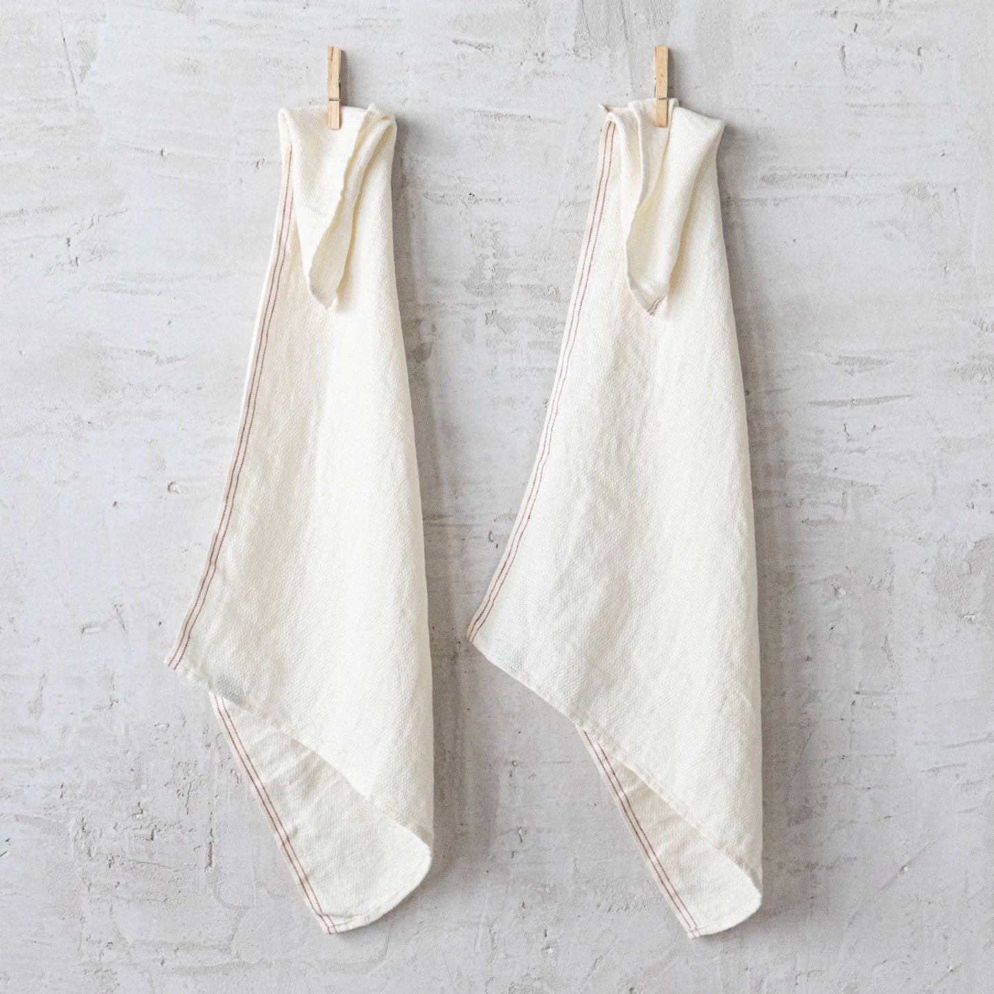 Linen Tea Towels Off White Red Antico Nove: Off White/Red