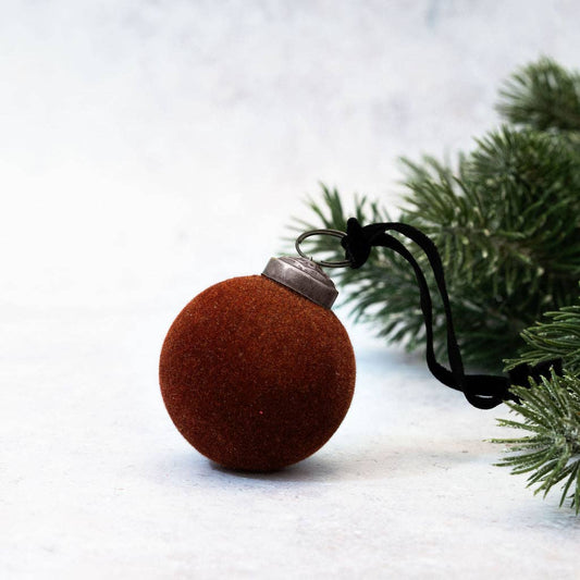 Velvet Glass Hanging Bauble - Russet