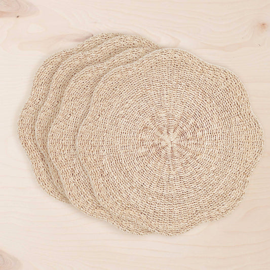 Natural Scallop Placemats, set of 4 – Woven Abaca Placemats