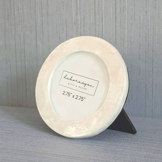 4.25" Capiz Round Mini Frame (Natural White)